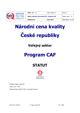 Národní cena kvality ČR Program CAF - Statut