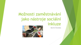 možnosti zaměstnávání jako nástroj sociální inkluze