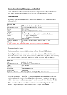 Maturitní zkouška z anglického jazyka v profilové části Forma