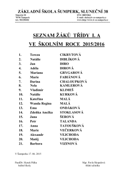 Seznam žáků 1. tříd 2015