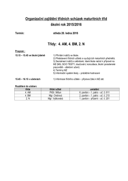 Organizační zajištění třídních schůzek maturitních tříd školní rok