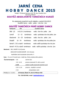 jarní cena hobbydance 2015 - Taneční škola Dohnal dancing