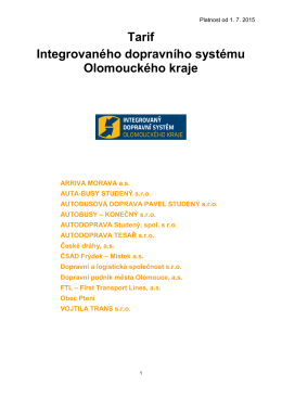 Tarif Integrovaného dopravního systému Olomouckého kraje