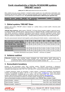 Ceník vizualizačního a řídicího SCADA/HMI systému