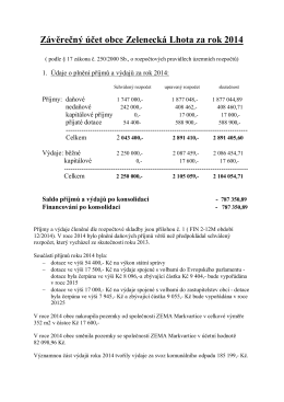 Závěrečný účet obce Zelenecká Lhota za rok 2014
