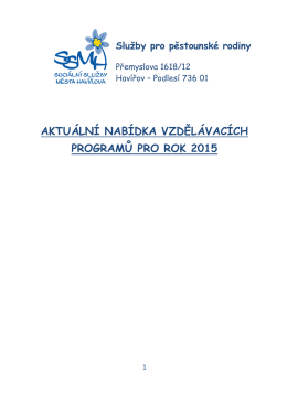 Nabídka vzdělávacích programů pro rok 2015