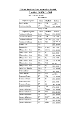 Přehled doplňkových a opravných zkoušek 2. pololetí 2014/2015