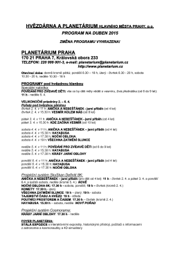 Program duben 2015 - Planetárium Praha
