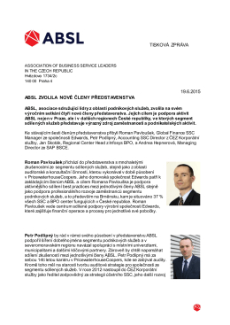 Tisková zpráva ABSL: Noví členové představenstva, 19. června 2015