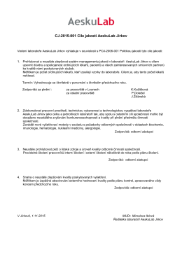 CJ-2015-001 Cíle jakosti AeskuLab Jirkov