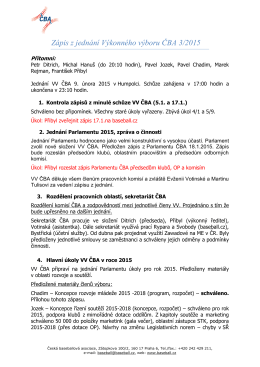 Zápis z jednání Výkonného výboru ČBA 3/2015