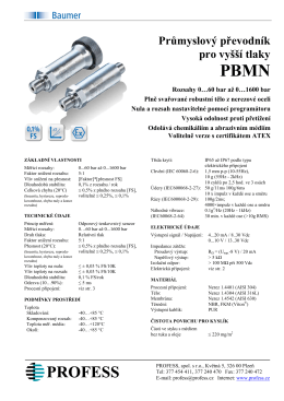 Průmyslový převodník pro vyšší tlaky PBMN