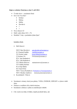 Zápis ze schůzky Ekotýmu ze dne 9. září 2014 • Úvodní slovo