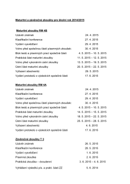 Maturitní a závěrečné zkoušky pro školní rok 2005/2006