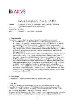 zasedání VV 16. září 2015 - Asociace knihoven vysokých škol