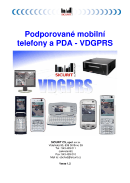 Podporované mobilní telefony a PDA - VDGPRS