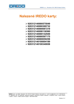Seznam nalezených karet IREDO (212 kB, 09. 07