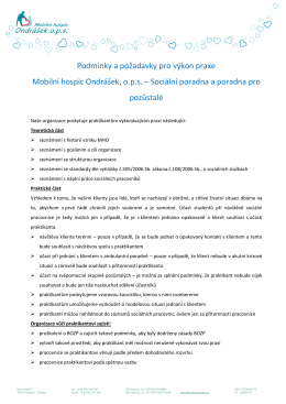 Podmínky a požadavky pro výkon praxe Mobilní hospic Ondrášek