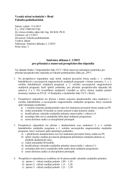 Směrnice děkana č. 1/2015 pro přiznání a stanovení prospěchového