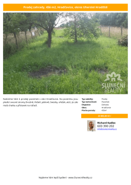 Prodej zahrady, 456 m2, Hradčovice, okres Uherské Hradiště