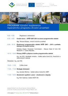 Program Výroční konference OPŽP 12.2.2015