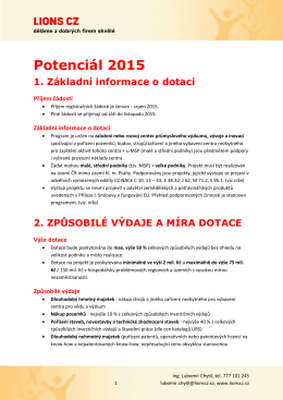 Potenciál 2015 1. Základní informace o dotaci