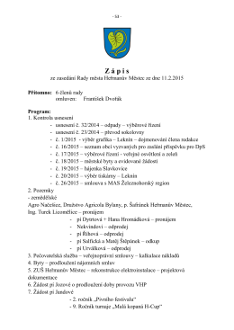 Zápis a usnesení Rady města Heřmanův Městec č. 03/2015