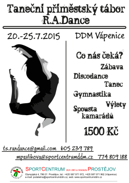 Taneční příměstský tábor R.A.Dance 20.-25.7.2015
