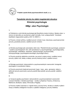 Klinická psychologie - Pražská vysoká škola psychosociálních studií