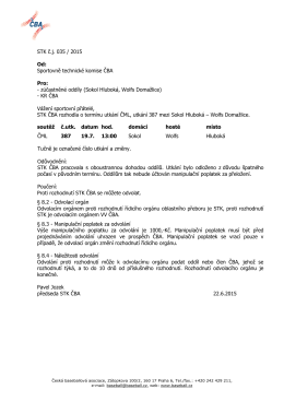STK č.j. 035 / 2015 Od: Sportovně technické komise ČBA Pro