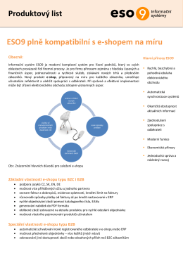 Produktový list ESO9 plně kompatibilní s e
