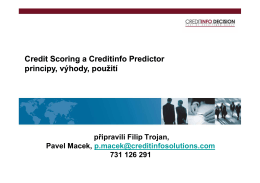 Credit Scoring a Creditinfo Predictor principy, výhody, použití