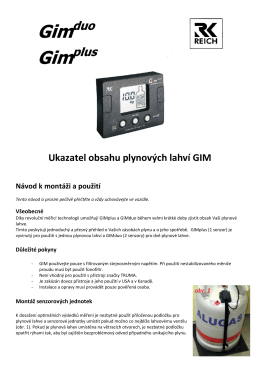 Ukazatel obsahu plynových lahví GIM Návod k montáži a použití
