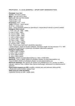 PROPOZICE – 8. ročník GENERALI