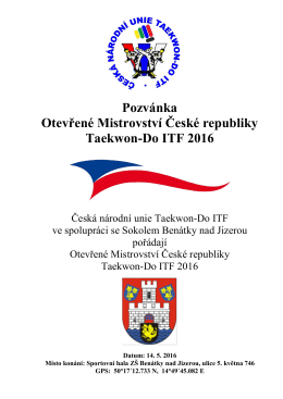 Pozvánka Otevřené Mistrovství České republiky Taekwon