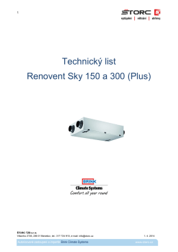 Technický list Renovent Sky 150 a 300 (Plus)