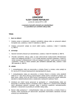 Usnesení vlády ze dne 22. dubna 2015 č. 289 o seznamu komodit