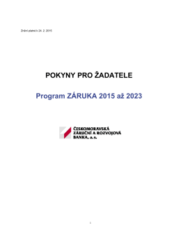 Pokyny pro žadatele o záruku v programu ZÁRUKA 2015 až 2023