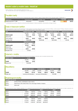 Mobilní volání a mobilní data - MobilCall Paušální tarify Data k