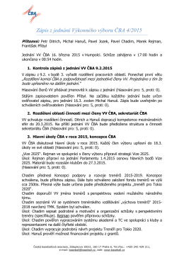Zápis z jednání Výkonného výboru ČBA 4/2015