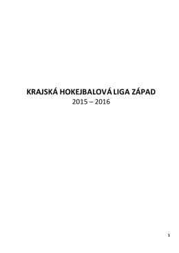 Propozice Krajská liga - západ 2015-2016