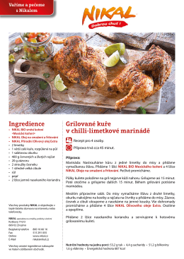 Grilované kuře v chilli-limetkové marinádě Ingredience