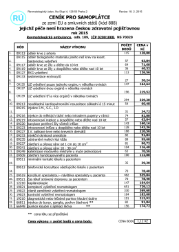 Ceník pro samoplátce ze zemí EU a smluvních států (kód 888)