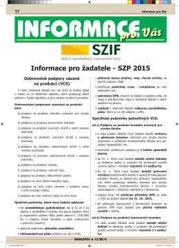 Informace pro žadatele - SZP 2015