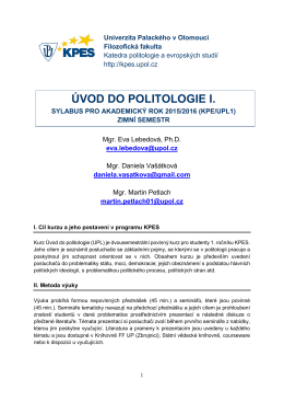 Sylabus UPL1 - Katedra politologie a evropských studií