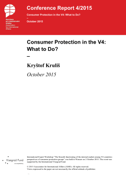Consumer Protection in the V4: What to Do? – Kryštof Kruliš October