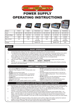 POWER SUPPLY OPERATING INSTRUCTIONS