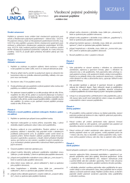 Všeobecné pojistné podmínky pro úrazové pojištění UCZ/U/15