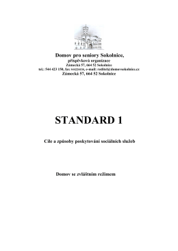 standard č.1dzr2014 - Domov pro seniory Sokolnice
