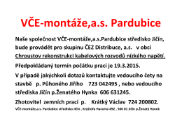 VČE-montáže,a.s. Pardubice